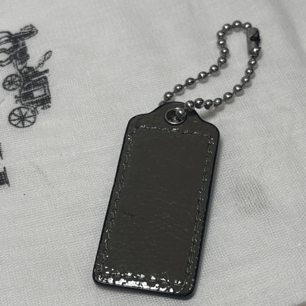Coach Olive Green Patent Leather Hang Tag Keychain